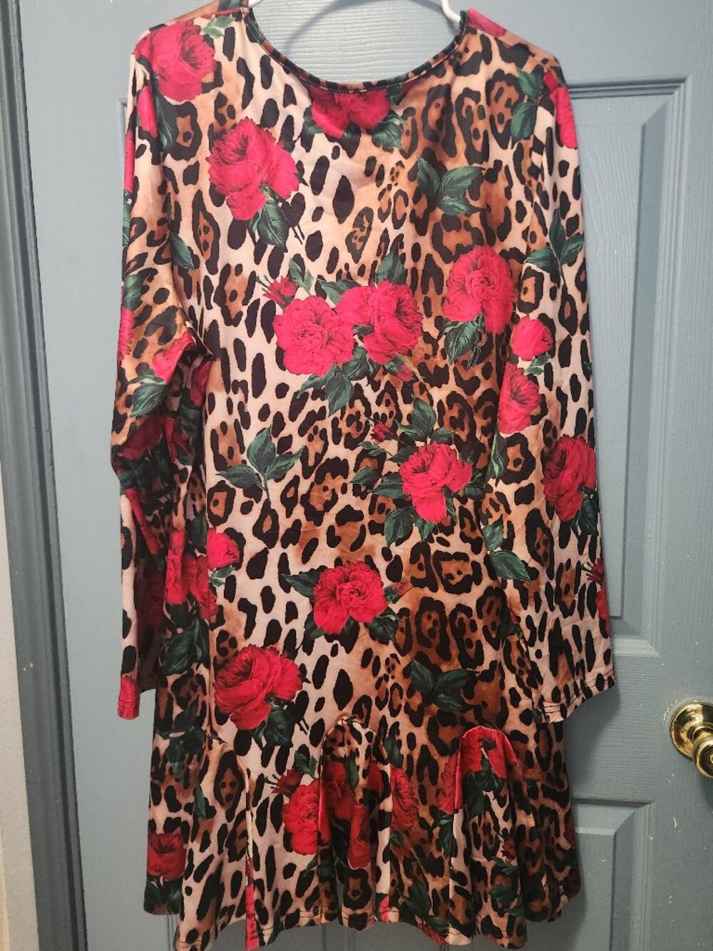 Emery Rose 4XL Rose & Cheetah Print Flowy Dress